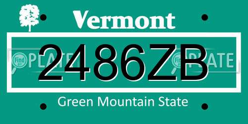 2486ZB Vermont License Plate