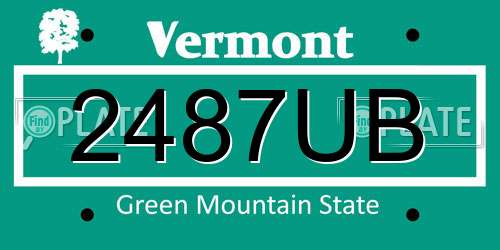 2487UB Vermont License Plate