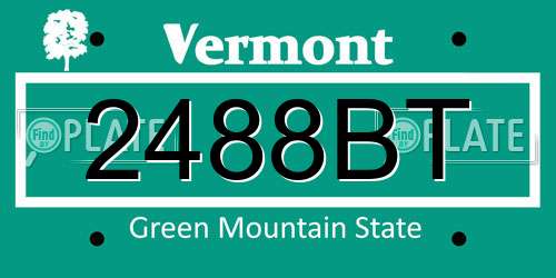 2488BT Vermont License Plate