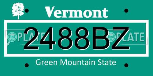 2488BZ Vermont License Plate