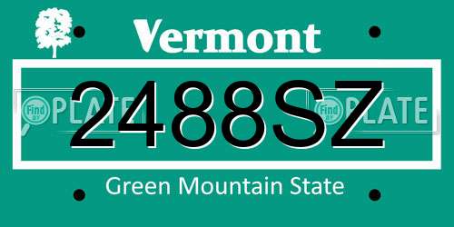 2488SZ Vermont License Plate