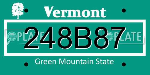 248B87 Vermont License Plate