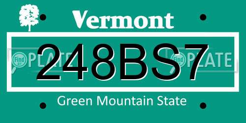 248BS7 Vermont License Plate