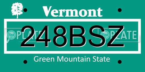 248BSZ Vermont License Plate