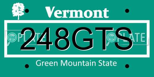 248GTS Vermont License Plate