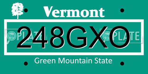 248GXO Vermont License Plate