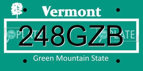 248GZB Vermont License Plate