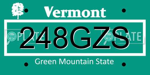 248GZS Vermont License Plate