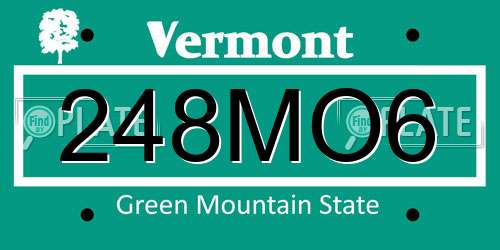 248MO6 Vermont License Plate