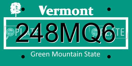 248MQ6 Vermont License Plate