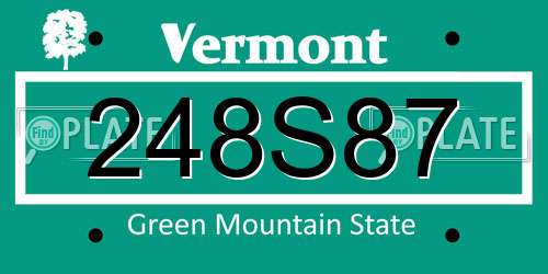 248S87 Vermont License Plate
