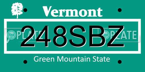 248SBZ Vermont License Plate
