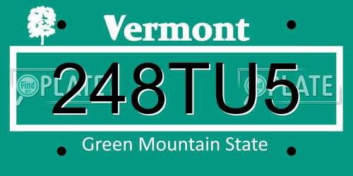 248TU5 Vermont License Plate