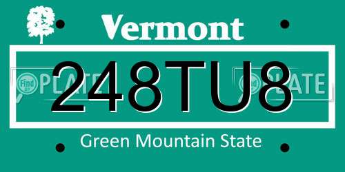 248TU8 Vermont License Plate
