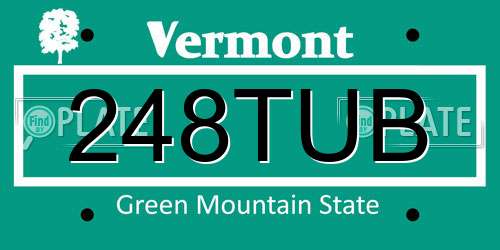 248TUB Vermont License Plate