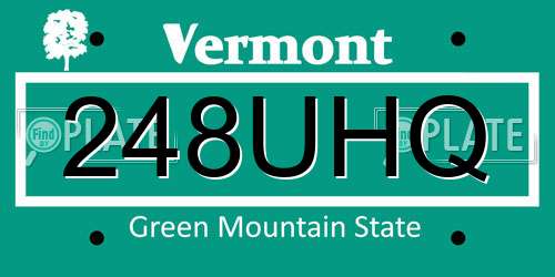 248UHQ Vermont License Plate