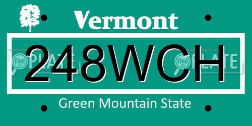 248WCH Vermont License Plate