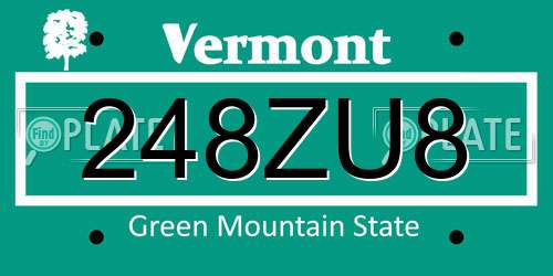 248ZU8 Vermont License Plate