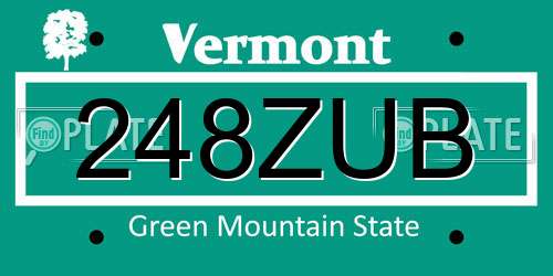 248ZUB Vermont License Plate