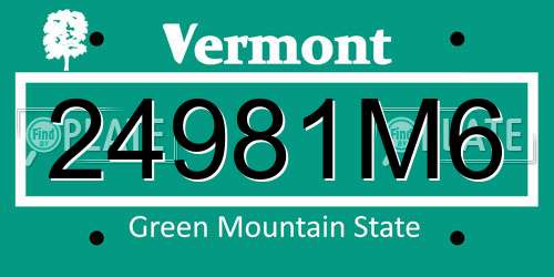 24981M6 Vermont License Plate