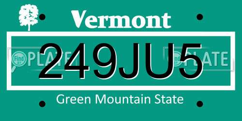 249JU5 Vermont License Plate