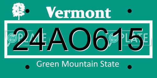 24AO615 Vermont License Plate