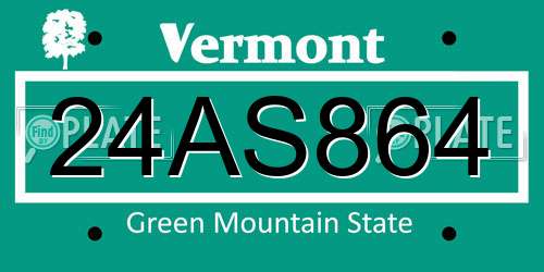 24AS864 Vermont License Plate