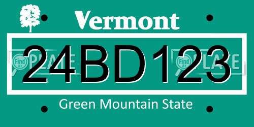 24BD123 Vermont License Plate