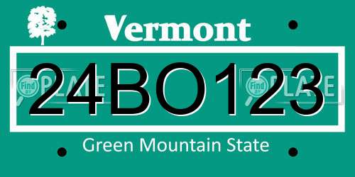 24BO123 Vermont License Plate