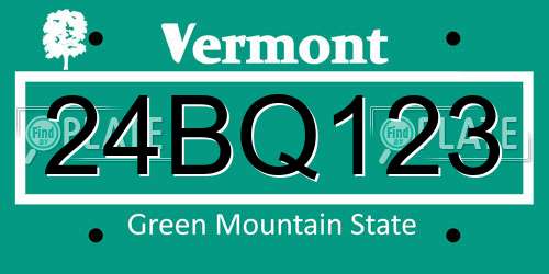 24BQ123 Vermont License Plate