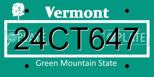 24CT647 Vermont License Plate