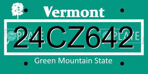 24CZ642 Vermont License Plate