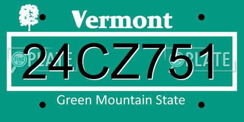 24CZ751 Vermont License Plate