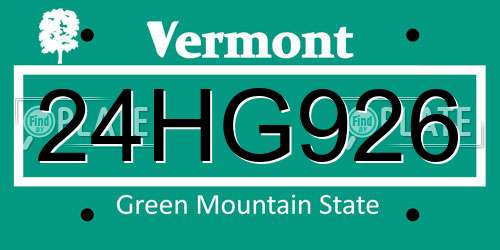24HG926 Vermont License Plate
