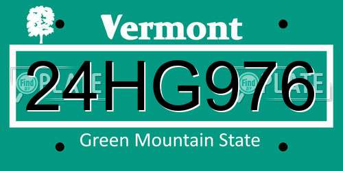 24HG976 Vermont License Plate