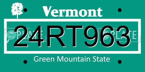 24RT963 Vermont License Plate