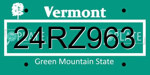 24RZ963 Vermont License Plate