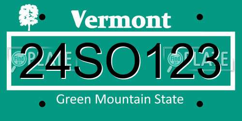 24SO123 Vermont License Plate