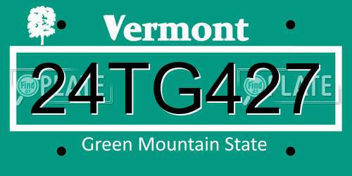 24TG427 Vermont License Plate