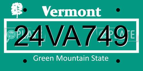 24VA749 Vermont License Plate