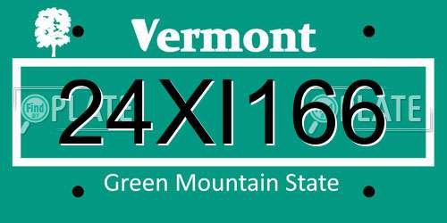 24XI166 Vermont License Plate