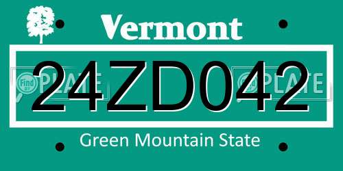 24ZD042 Vermont License Plate