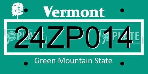 24ZP014 Vermont License Plate