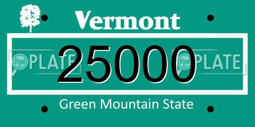 25000 Vermont License Plate