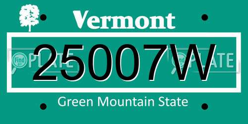 25007W Vermont License Plate