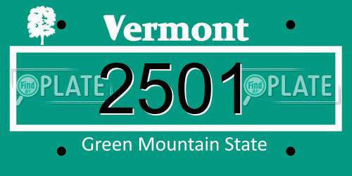 2501 Vermont License Plate