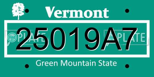25019A7 Vermont License Plate