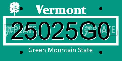 25025G0 Vermont License Plate