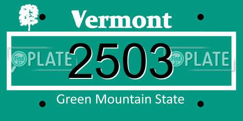 2503 Vermont License Plate