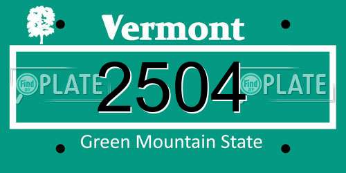2504 Vermont License Plate